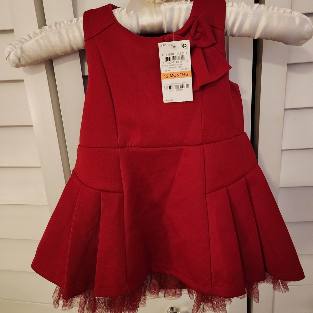 Red Toddler Party Dress with Bow Size 12 Mths